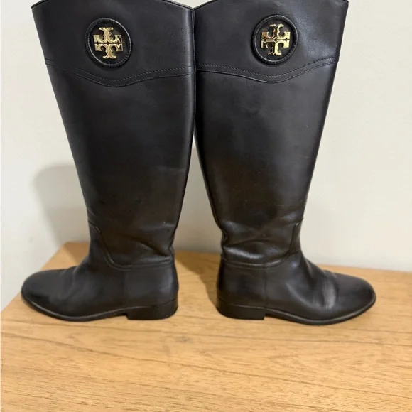 Tory Burch Black Leather Riding Boots - Picture 2 of 8